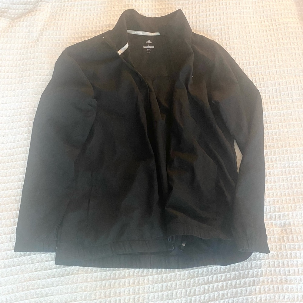 Adidas golf black zip up lightweight jacket size large